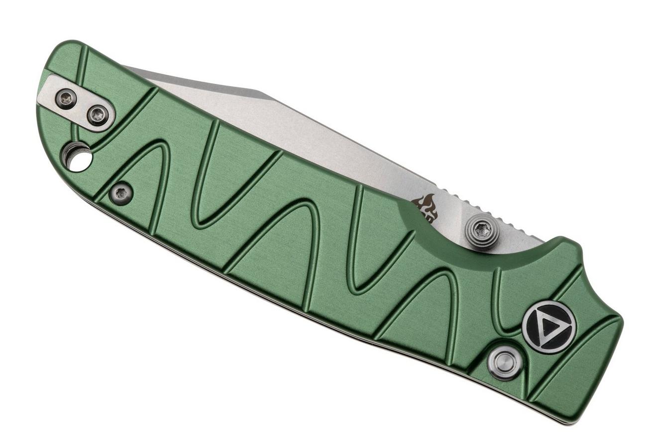 QSP Knife Kali QS159-E1 Stonewashed 14C28N Green Aluminum, zakmes, Keanu Alfaro design