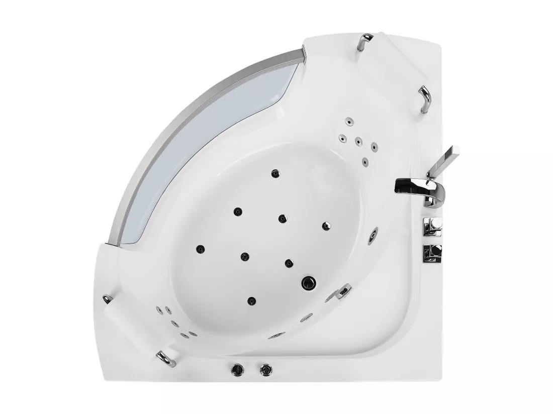 Baignoire d'angle blanche 187 x 136 cm avec LED MANGLE
