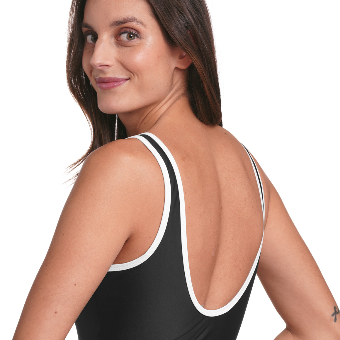 Gina Sports Damen Shape-Badeanzug mit Kontrastpaspel schwarz