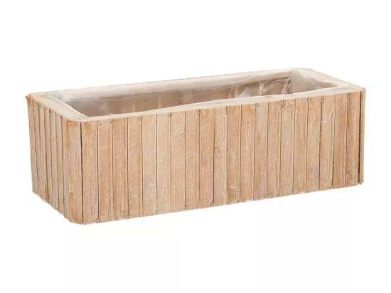 Panier rectangulaire en bois marron 35.5x14.5x11h