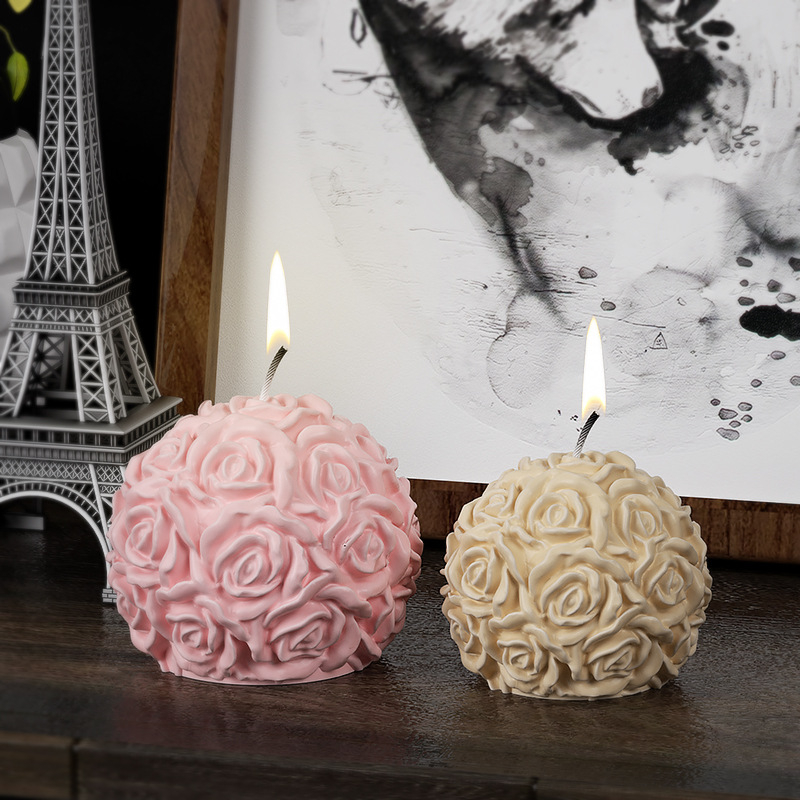 (Ø57mm) Silikon Kugel Form DIY Wachs Kerzen Giessen - Rosen