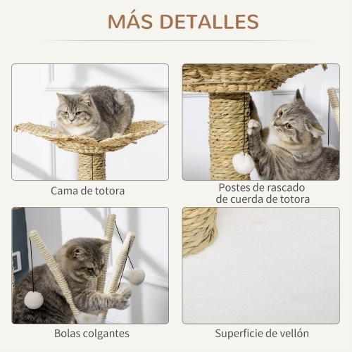 Arranhador PawHut tamanho médio, branco e marrom, para gatos.
