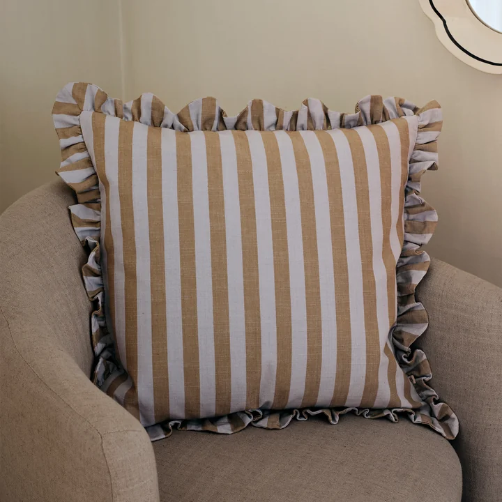 Broste Copenhagen - Ina Kissenbezug, 40 x 60 cm,  brown kelp / castle beige