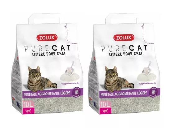 Litière minérale agglomérée légère 10L (Lot de 2)