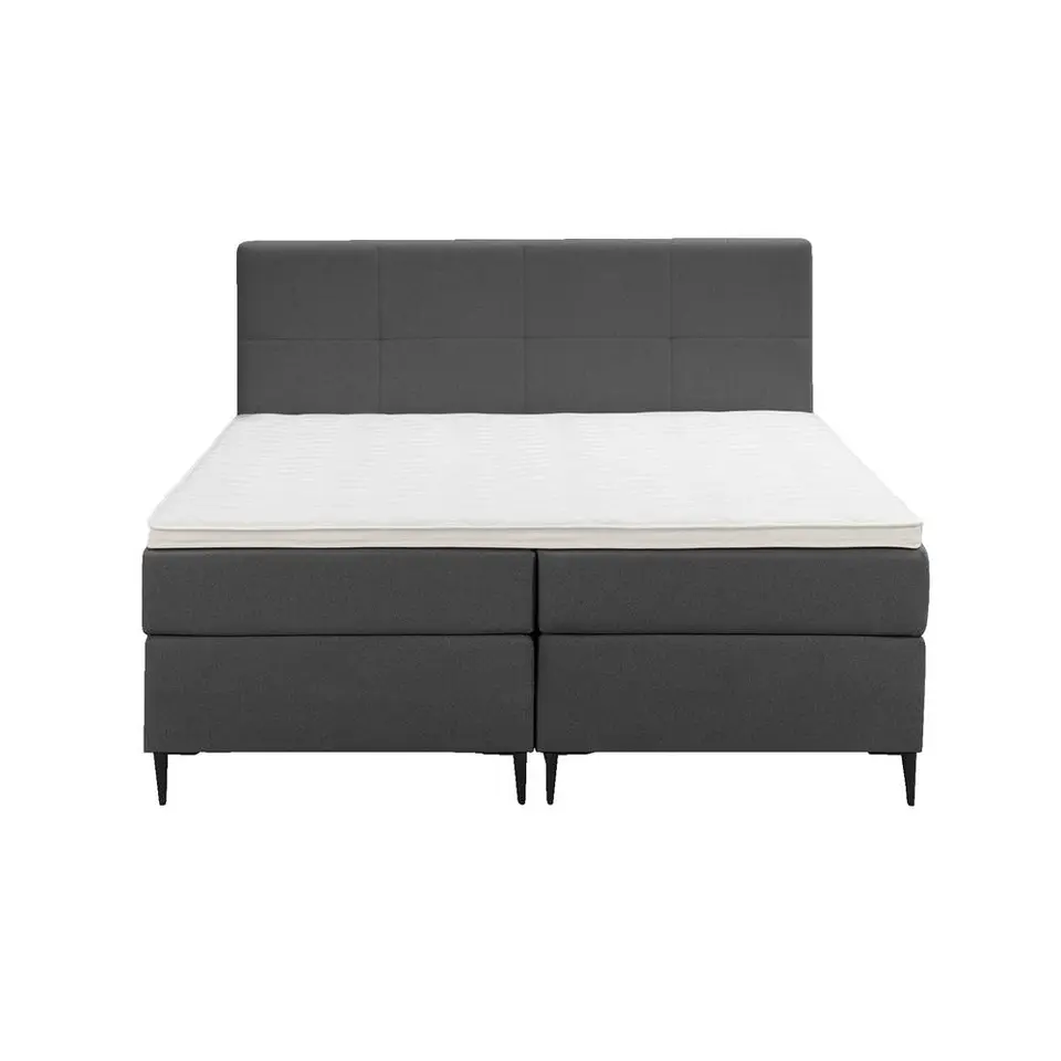 Boxspring Liv geblokt - antraciet - 160x200 cm - slanke poot