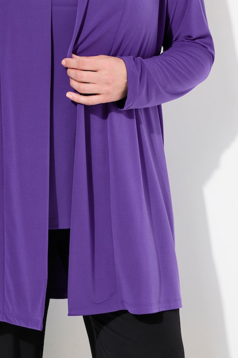 Jerseyjacke, offene Form, V-Ausschnitt
