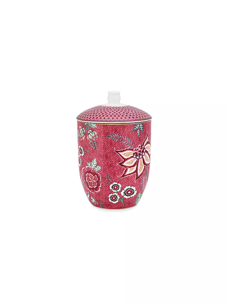 PIP STUDIO Dose mit Deckel 1500ml Flower Festival Dark Pink beere