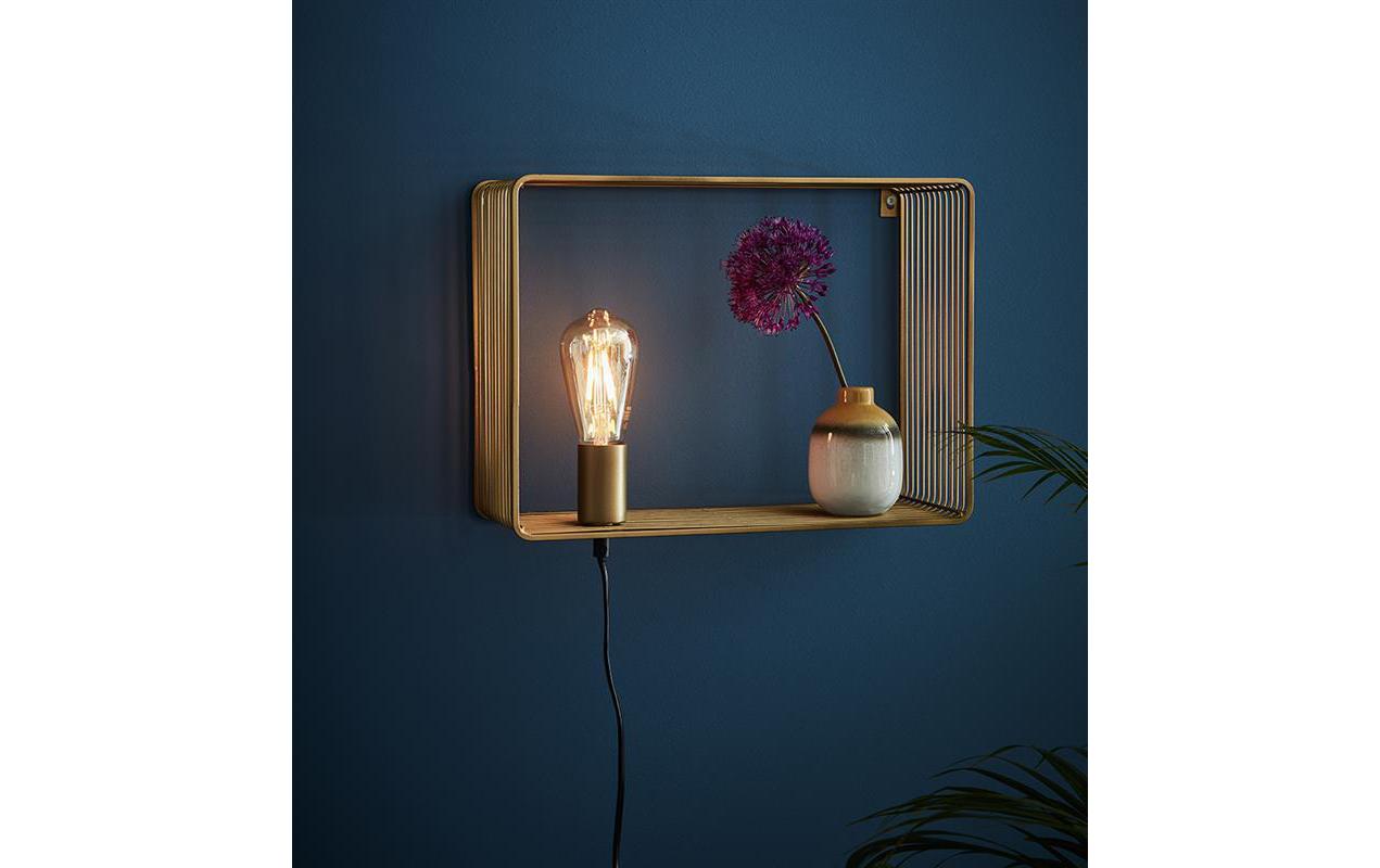 Wandleuchte SHELF 1L 1x E27, GoldDekorative Leuchte mit Ablagefläche