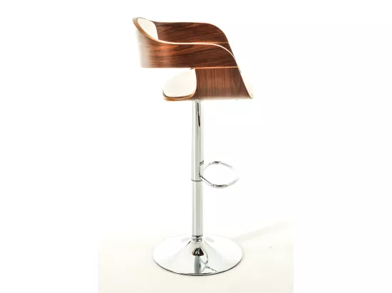 Lot de 2 Tabourets de bar - Similicuir & Métal chromé - Noyer / Blanc - Kingston