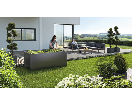Biohort classic verhoogde tuinbak, afmeting 2x1, 201 x 102 x 77 cm, donkergrijs metallic