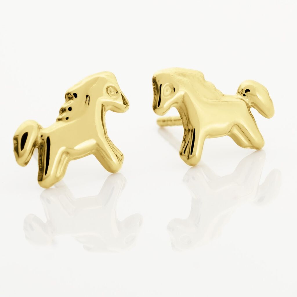 Boucles D'oreilles Puces Freyia Cheval Or Jaune