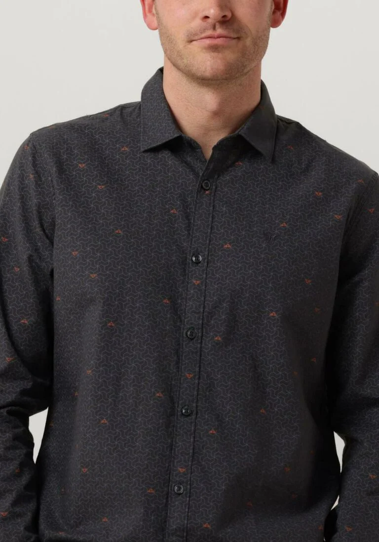 PME LEGEND donkerblauwe pme legend casual overhemd long sleeve shirt print on ctn slub