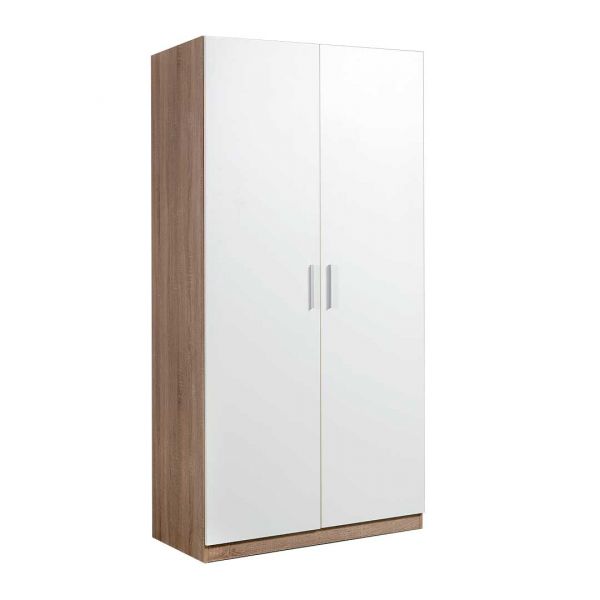 JOM Roupeiro Chaves com 2 Portas de Abrir Carvalho / Branco - 1147012