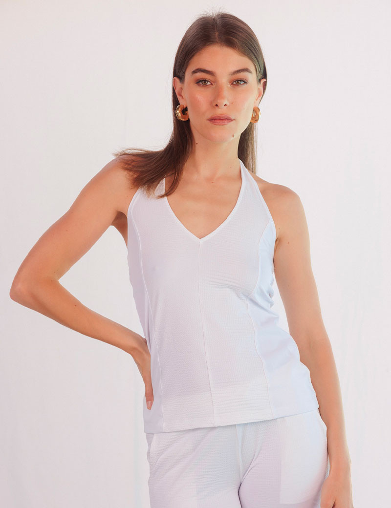 HBT WAFFLE  | MILEY TOP DOS NU BLANC
