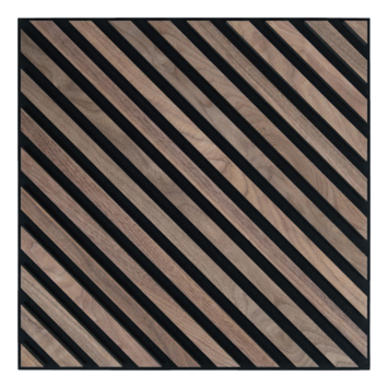 Lattenwand tegel Hongaarse punt walnoot 55,3x55,3 cm, dikte 22 mm - 2 stuks per pak