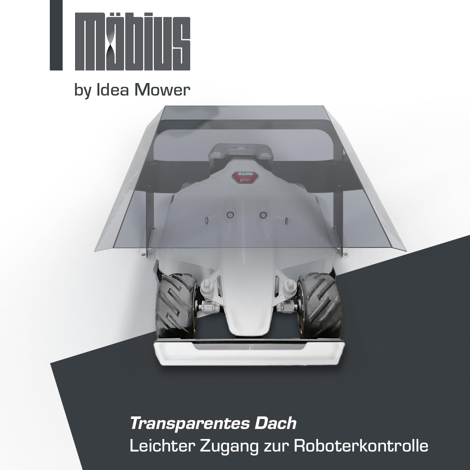 Idea Mower Mobius Mähroboter-Garage kompatibel mit Mammotion Luba | Transparente Abdeckung für einfachen Zugriff auf die Roboter-Steuerung