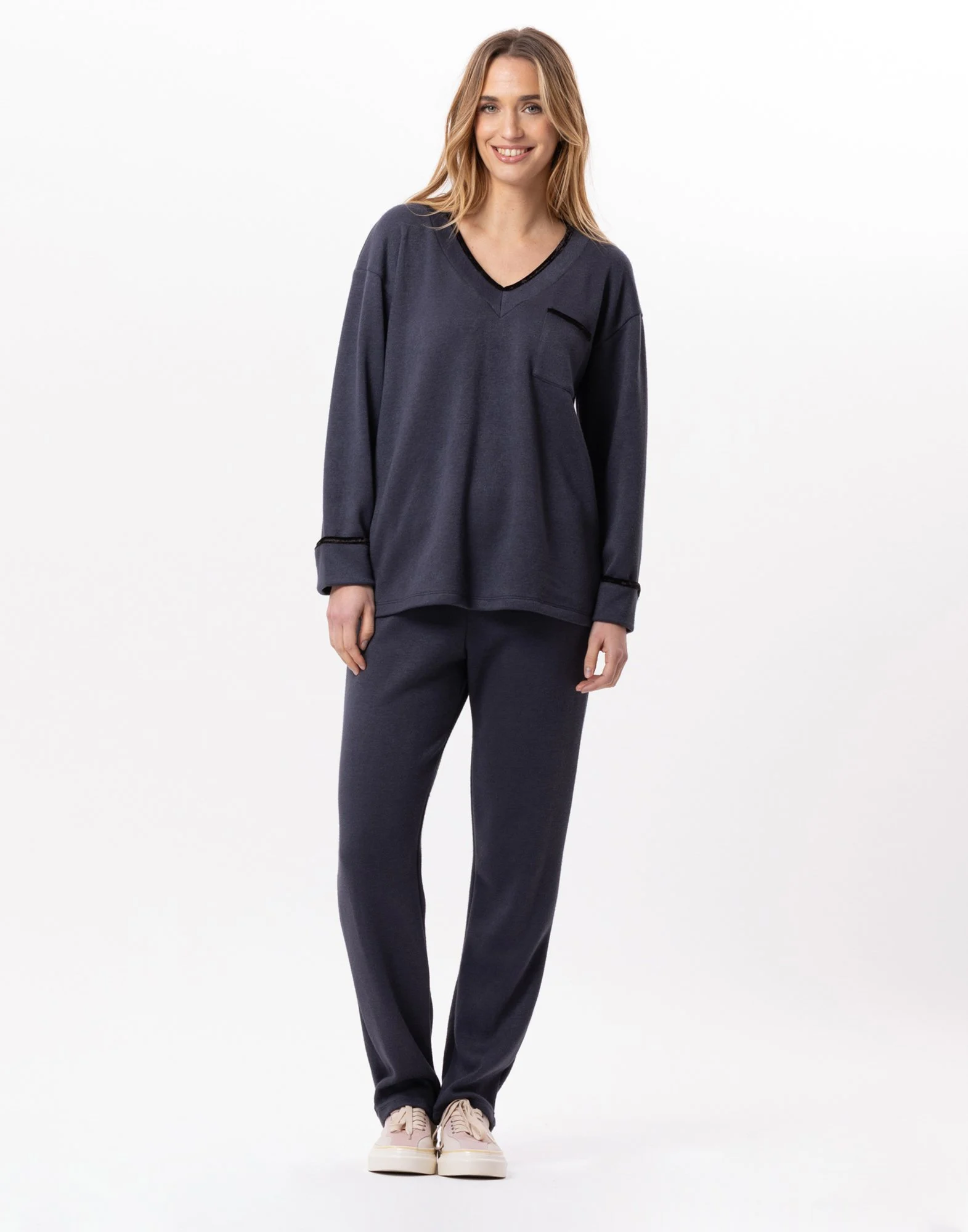 ALPAGA 802 - Jogging en maille tricot | Bleu
