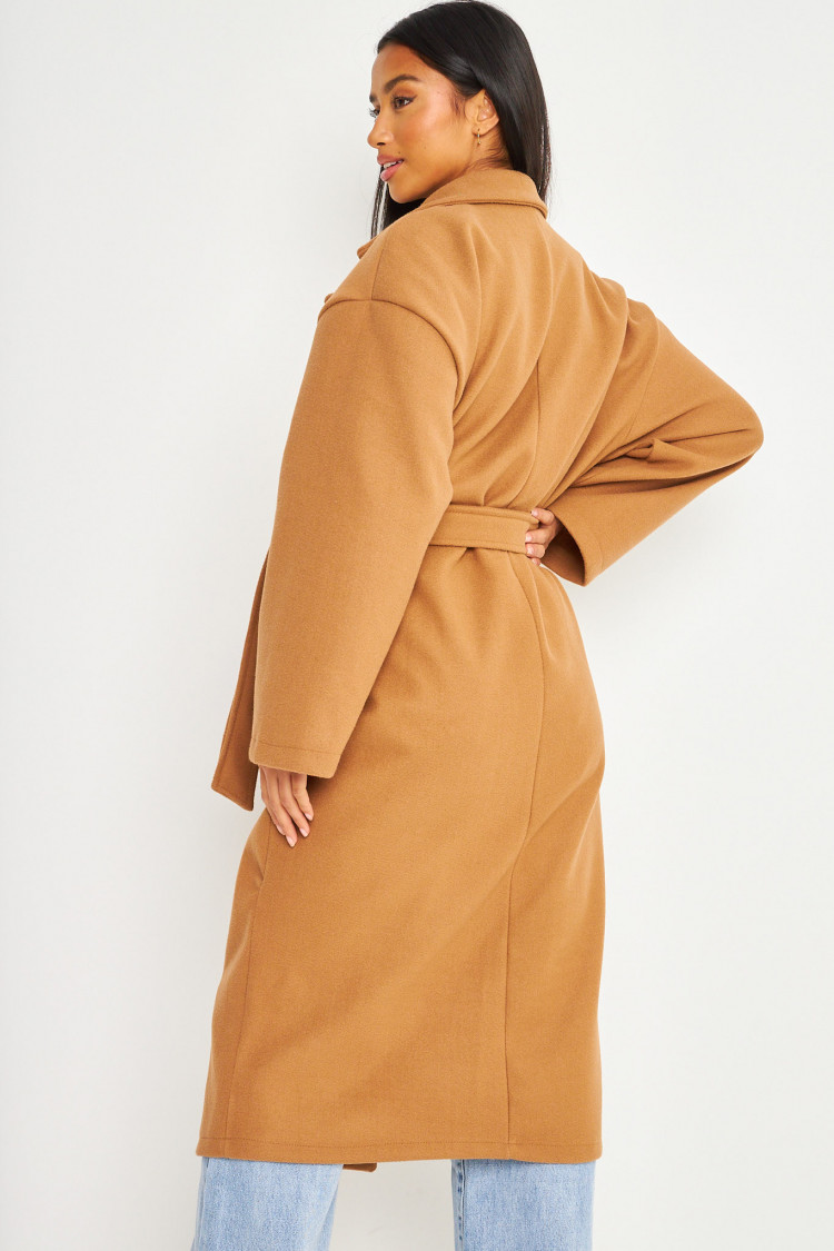 Manteau ceinturé beige