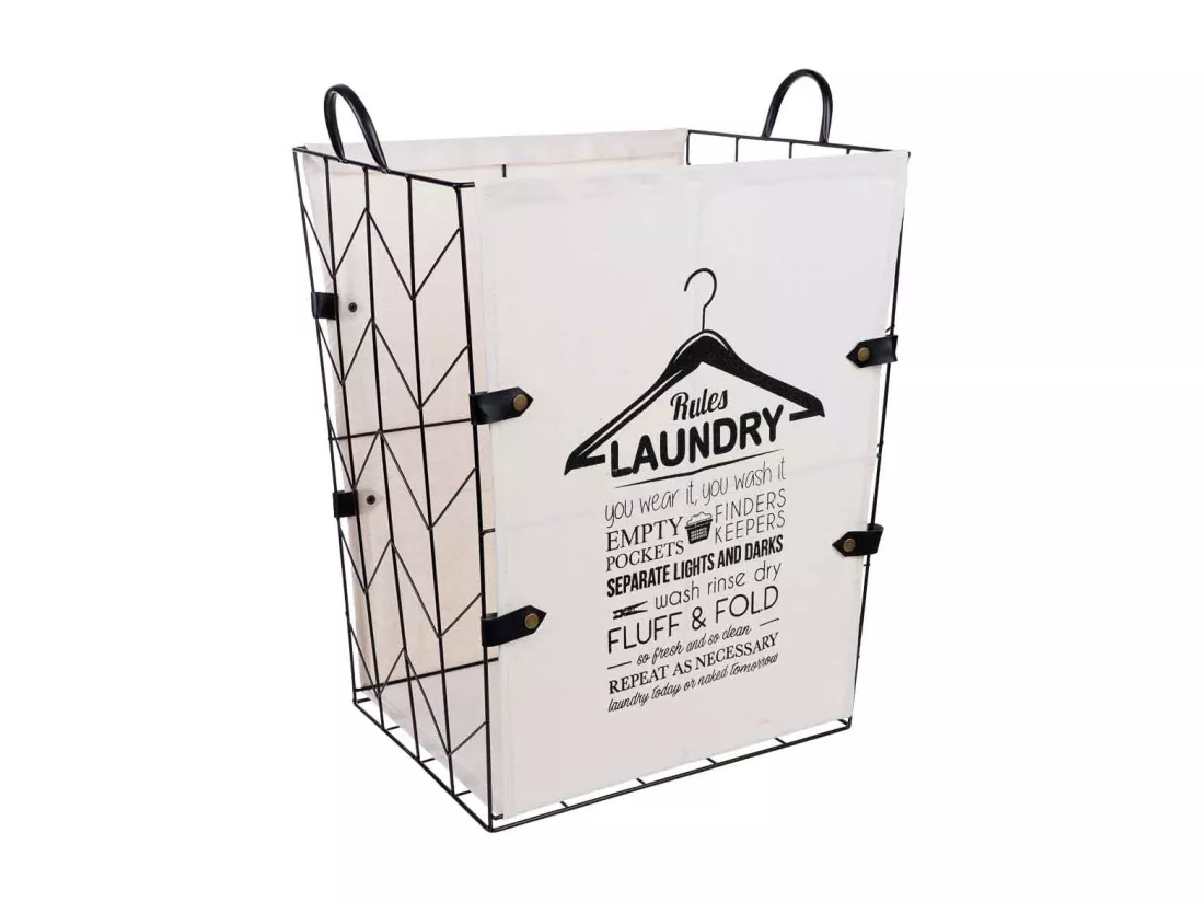 Panier à linge en métal et tissu 45x36x56/63