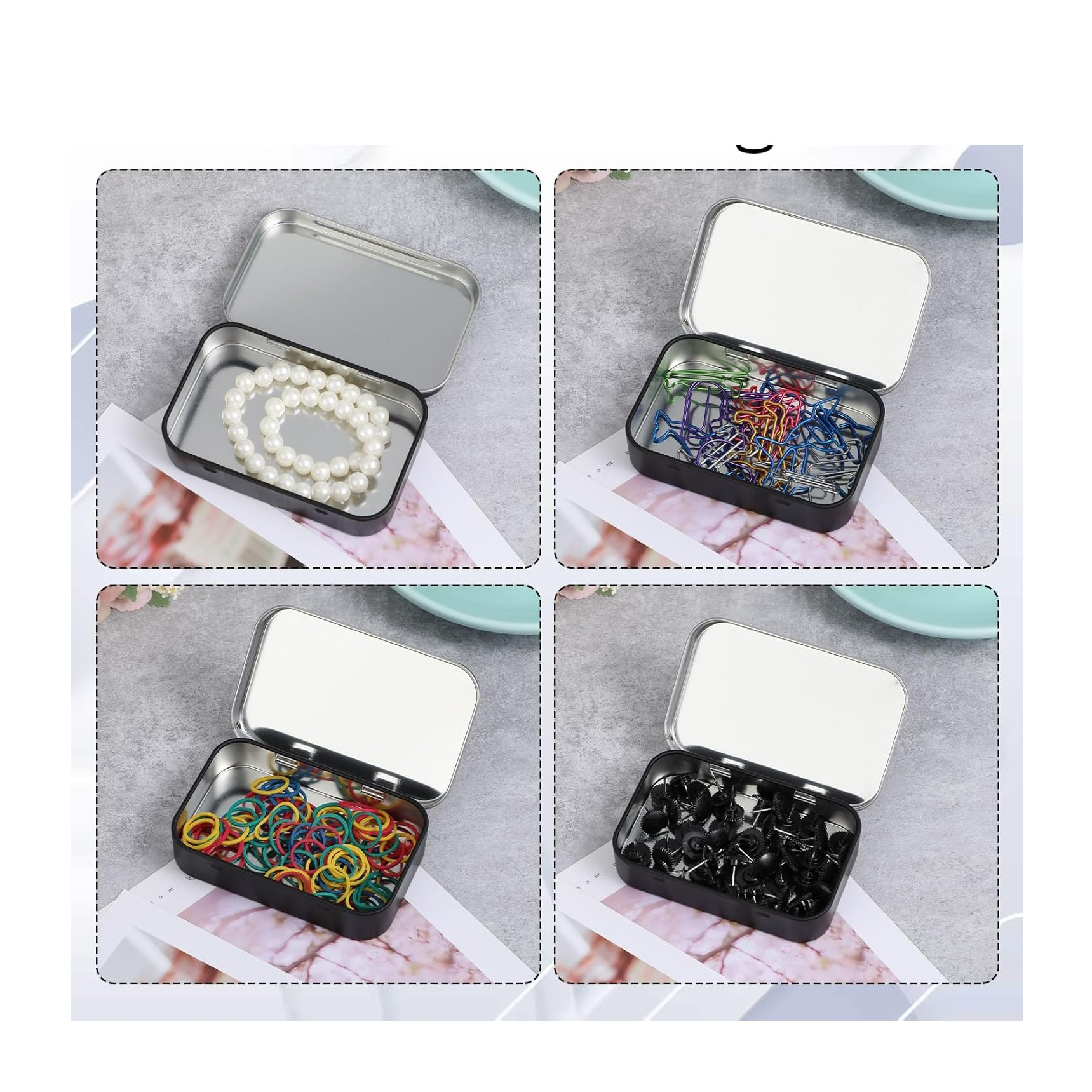(10er Set) 95x60mm Blech Dose Aufbewahrungsbox Home Deko Behälter Vorratsdose Mercerie Zubehör / Büro Artikel - Schwarz