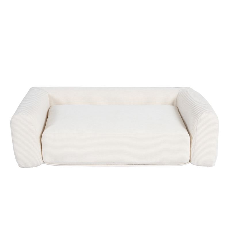 Panier pour chien leonard en tissu velours côtelé beige taille s