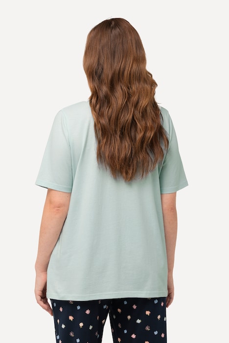 Schlafanzug-Shirt, V-Ausschnitt, Halbarm, Biobaumwolle