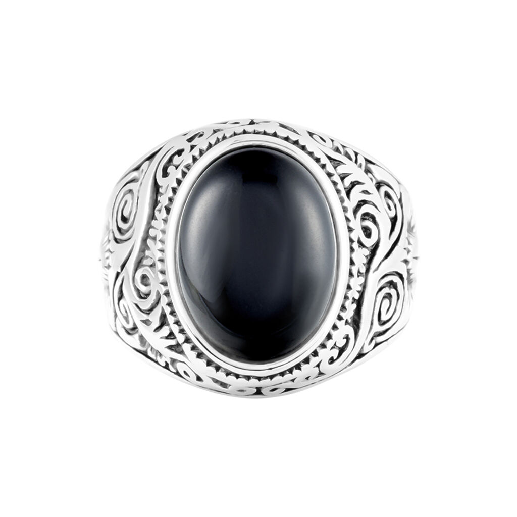 Chevalière Zayn Acier Blanc Agate