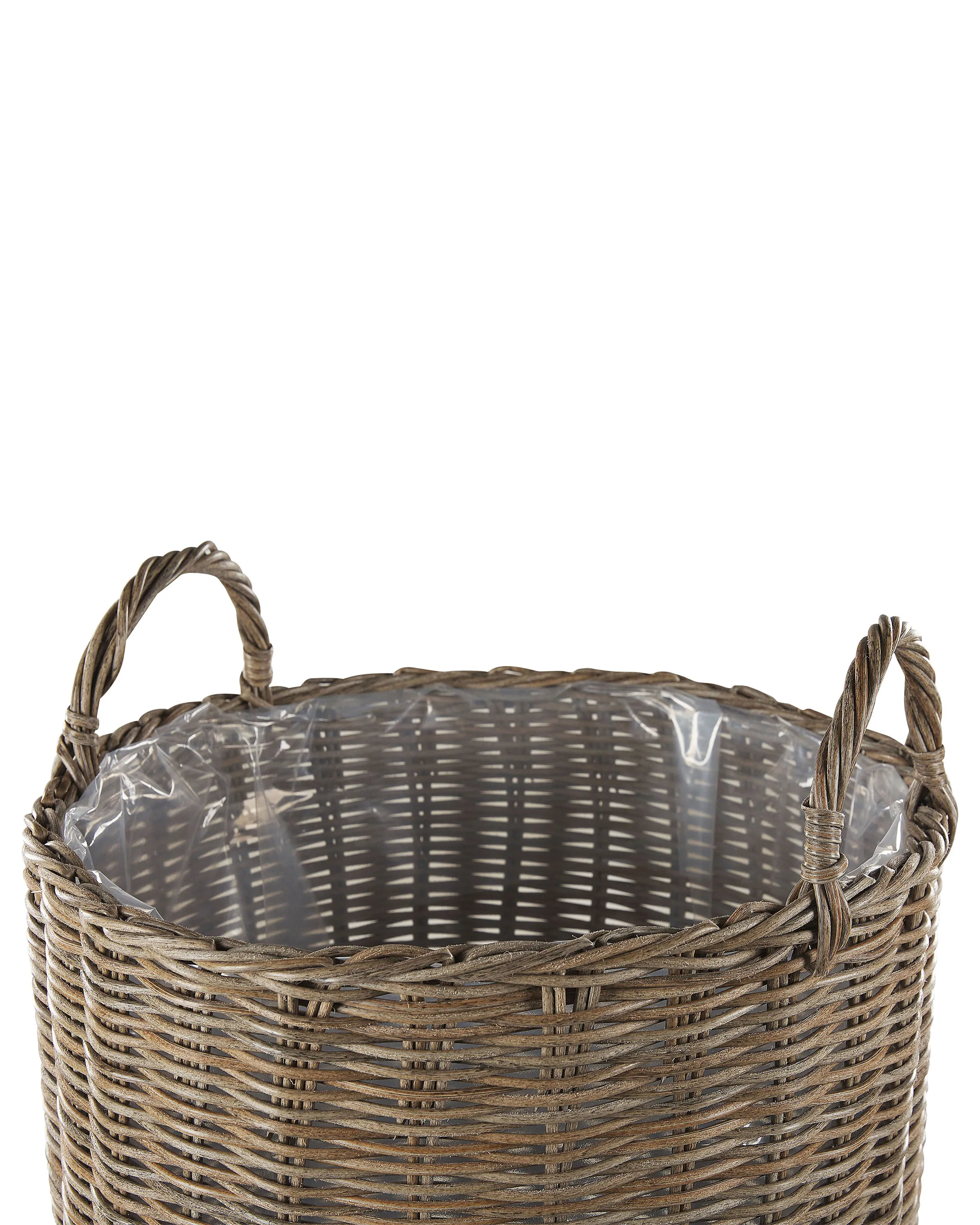Set van 2 bloempotten BITOLA PE rotan 40/48 cm Bruin