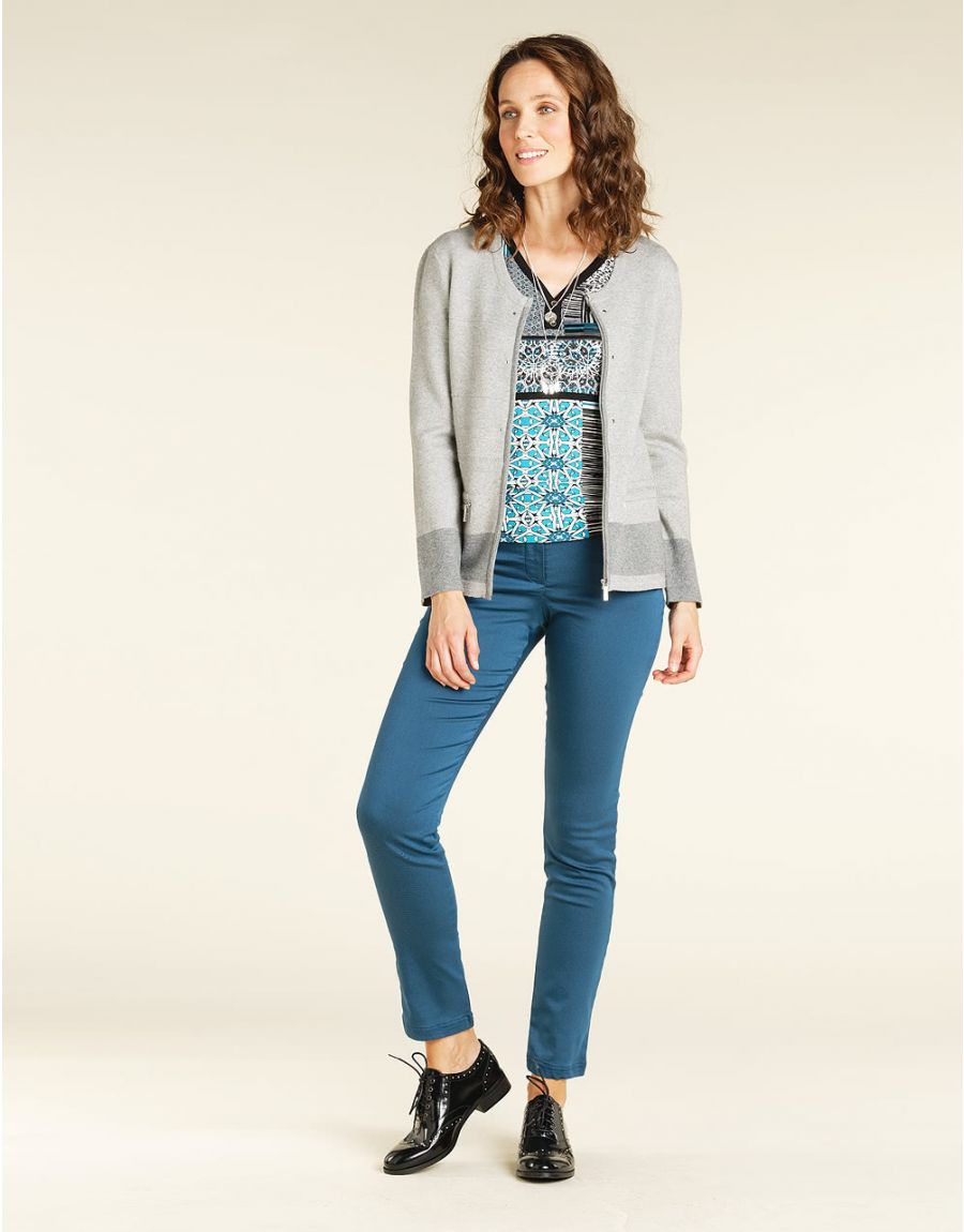 Top bleu cobalt imprimé