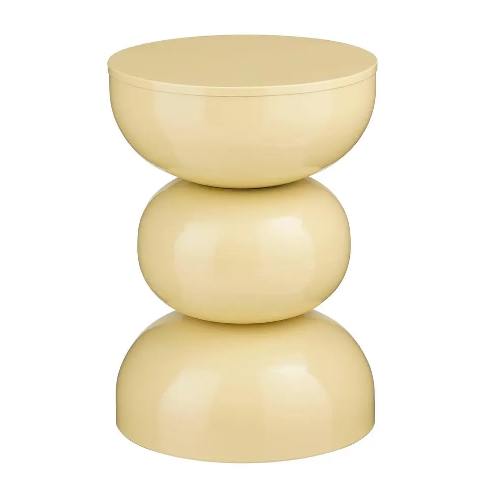Mica Decorations Luna Bijzettafel - H46 x Ø32 cm - IJzer - Beige