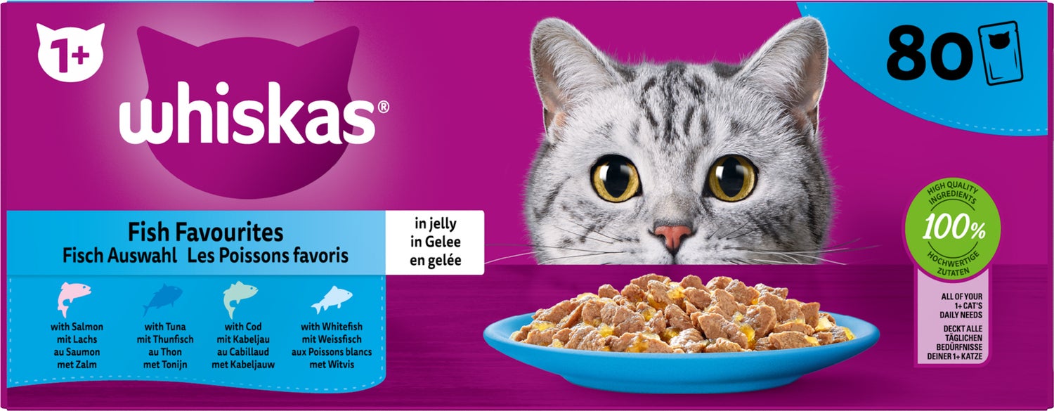 Whiskas kattenvoer in gelei Vis Selectie vis adult 85 g 80 stuks