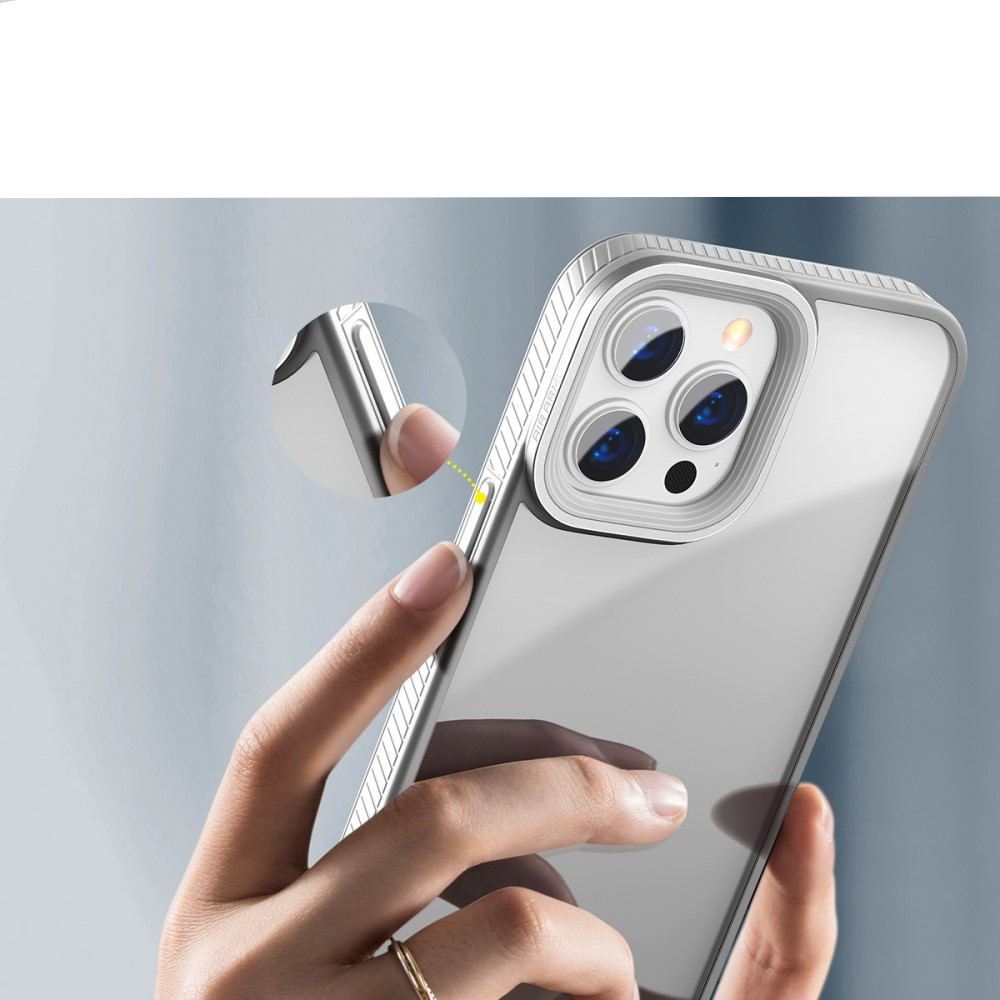 iPhone 13 Pro Hybrid Hardcase Hülle TPU Bumper Anti-Fingerprint   Acryl Rückseite - Weiss / Transparent
