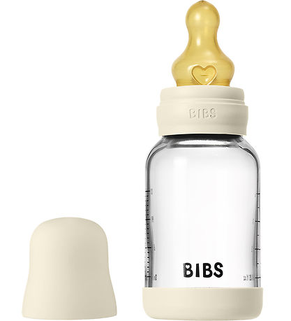 BIBS Babyflasche - 120 ml - Glas/Naturgummi - Ivory