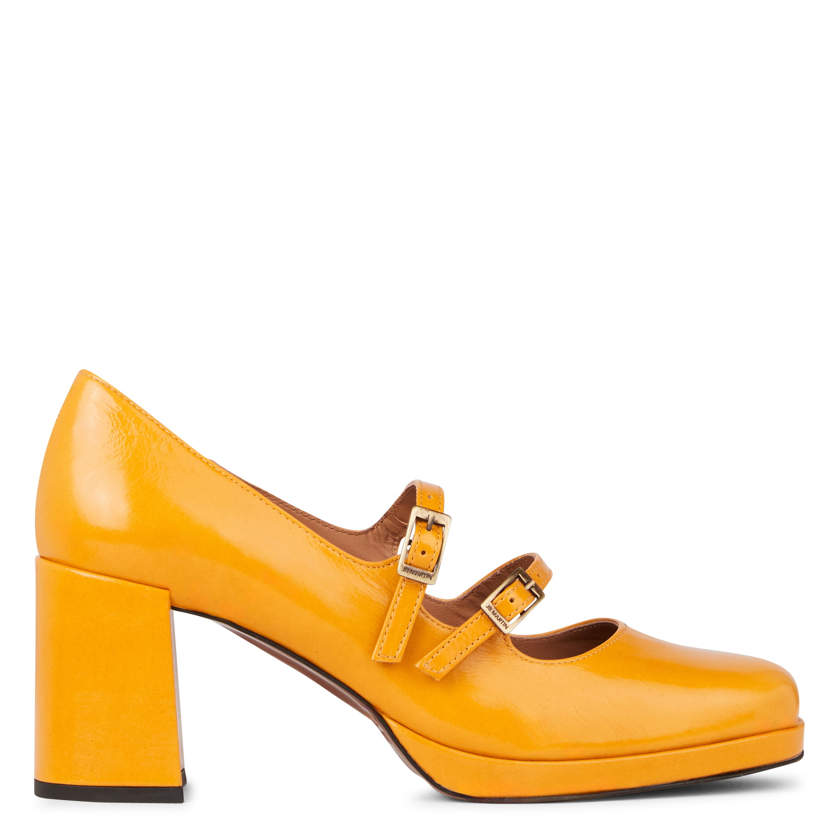 ALORA - Babies à talons en cuir| Jaune