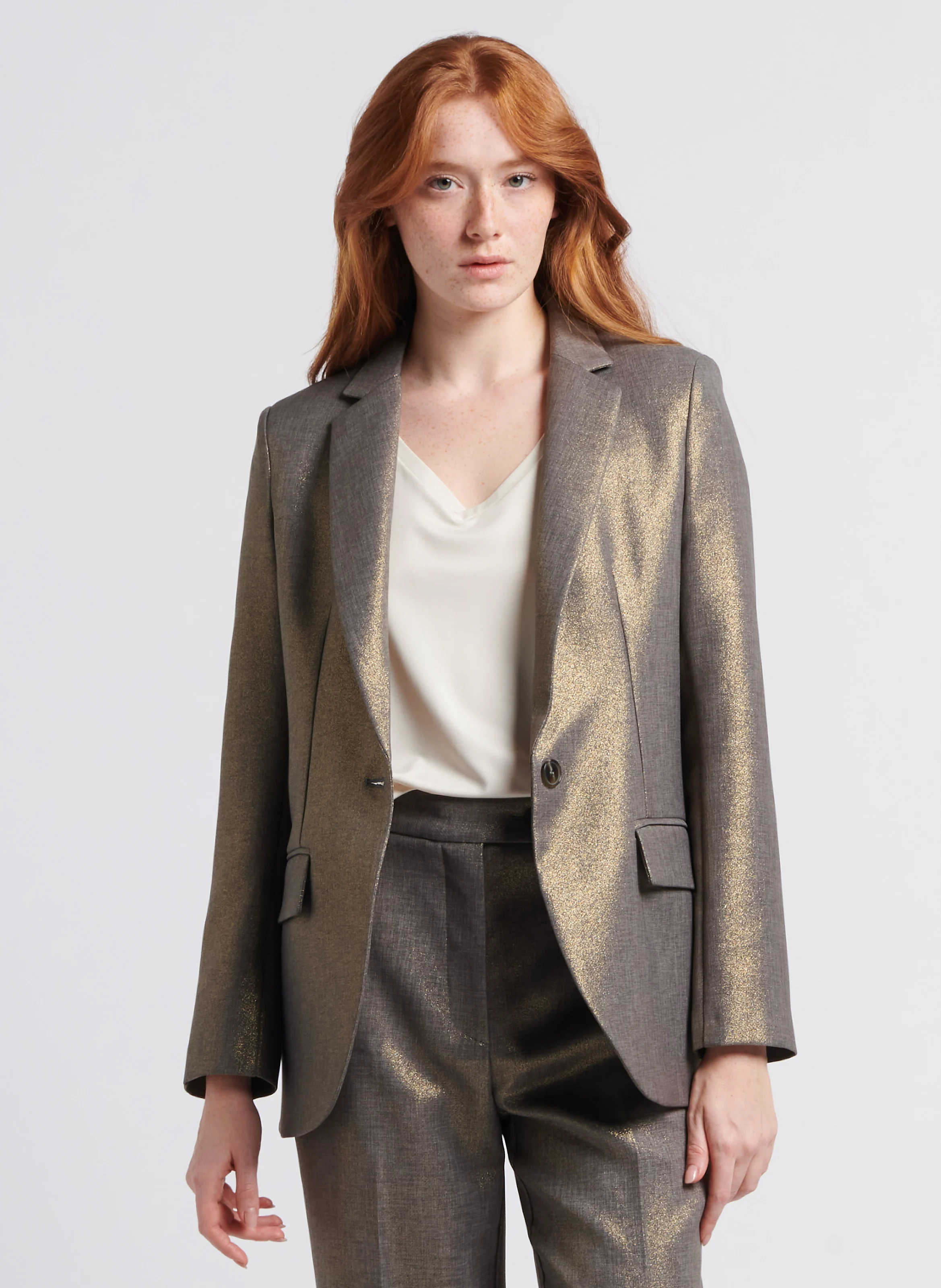 Blazer droit métallisé| Gris