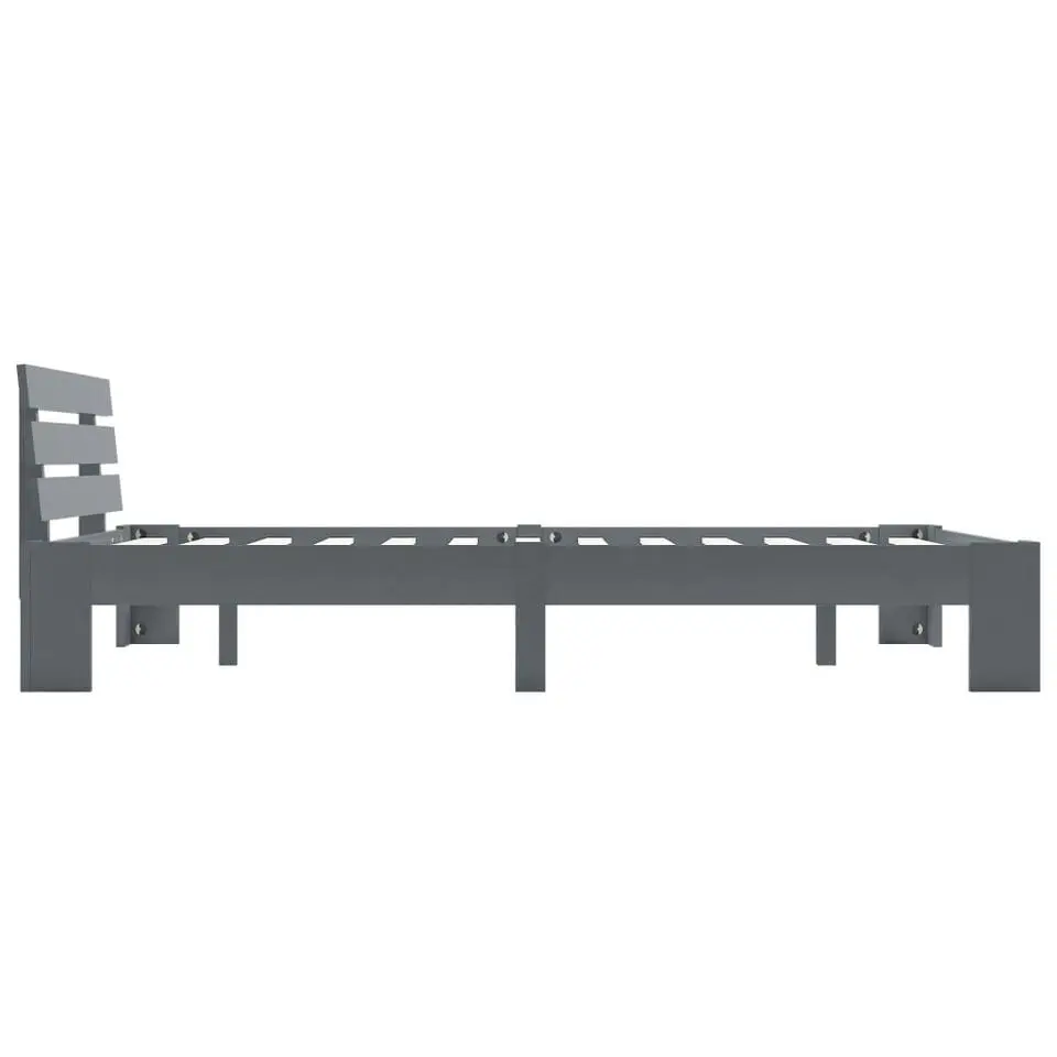 vidaXL - Bed frame met hoofdbord - Grijs - Massief grenenhout - 140x200 cm