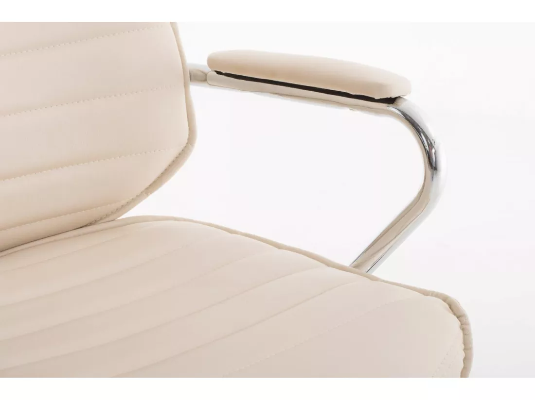 Chaise de bureau - Similicuir & Métal chromé - Crème - Rako