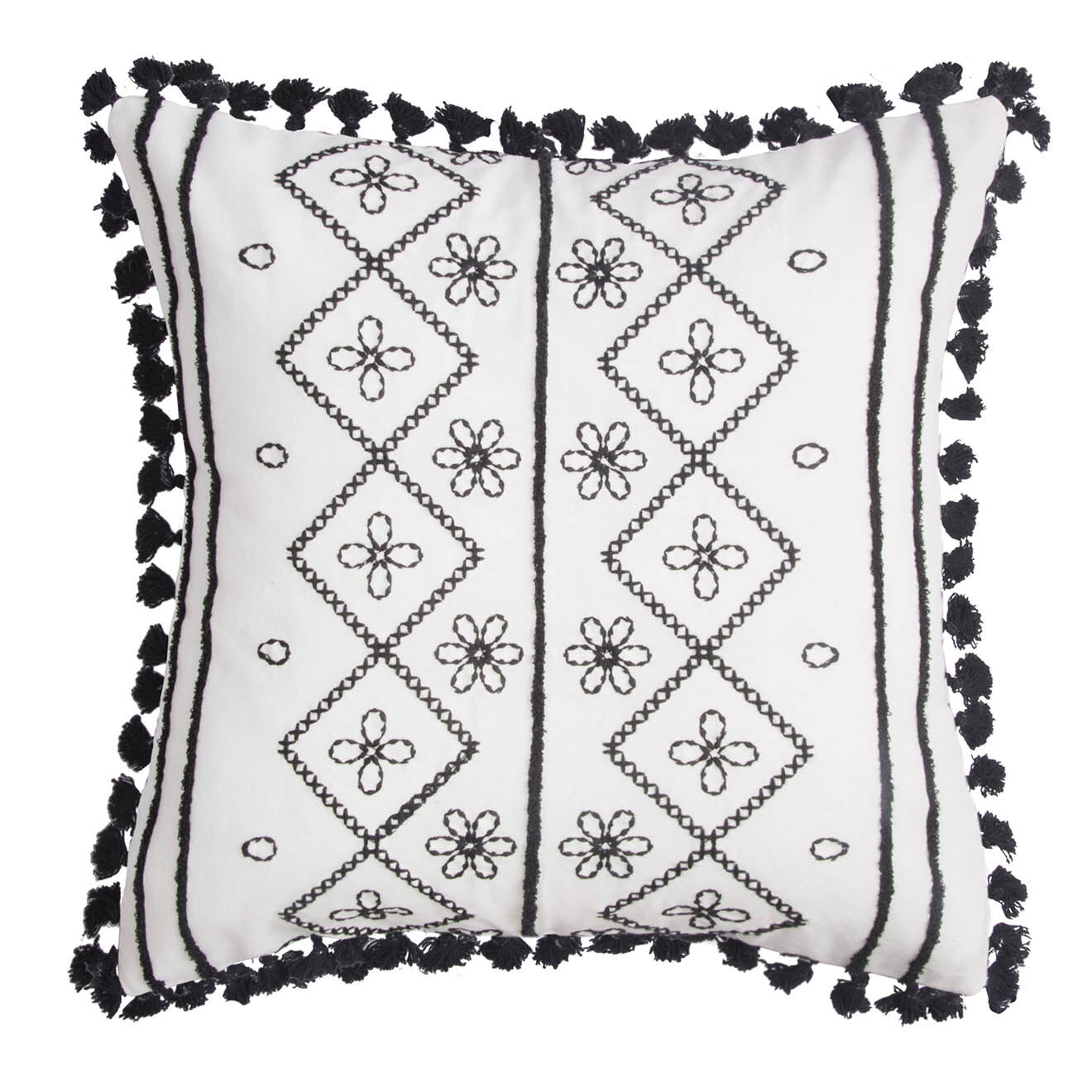 Febronie Housse de coussin Tanger noire - 50x50 cm