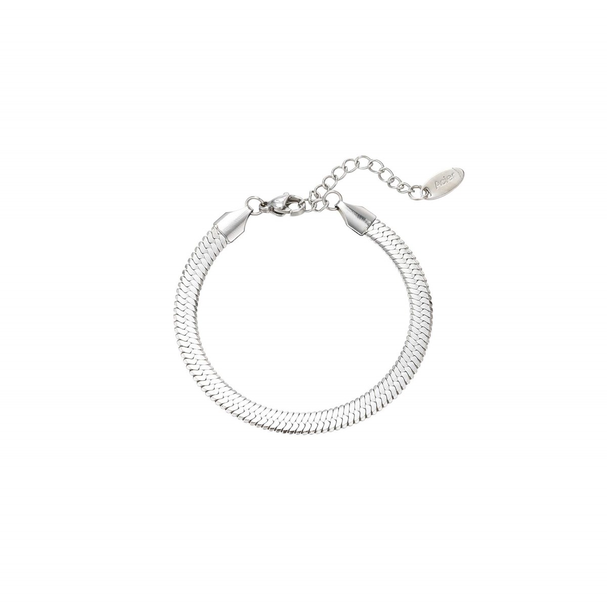 Bracelet acier maille plate