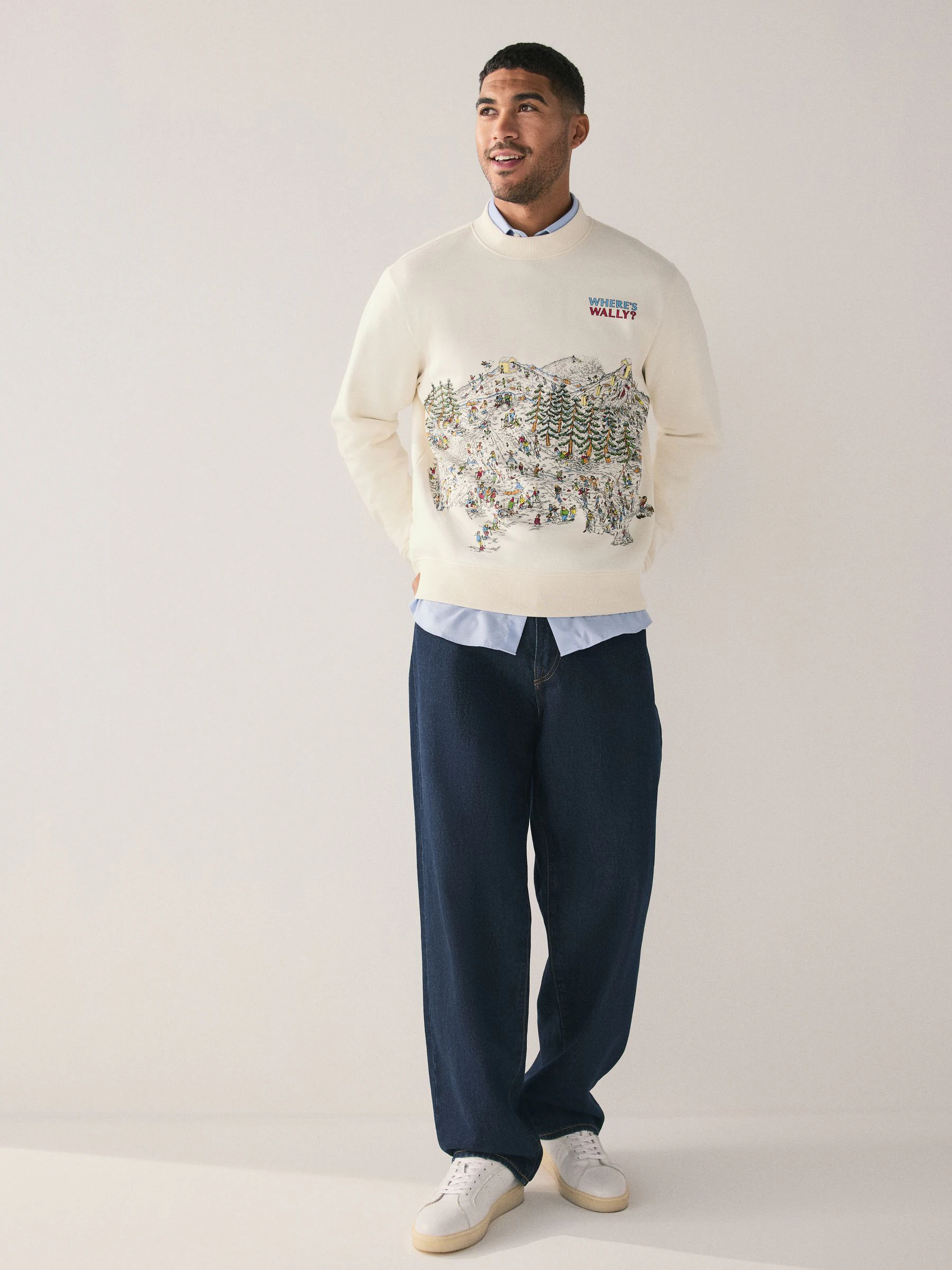 Ecru wit - Wheres Wally Christmas Licence Graphic Crew Sweatshirt