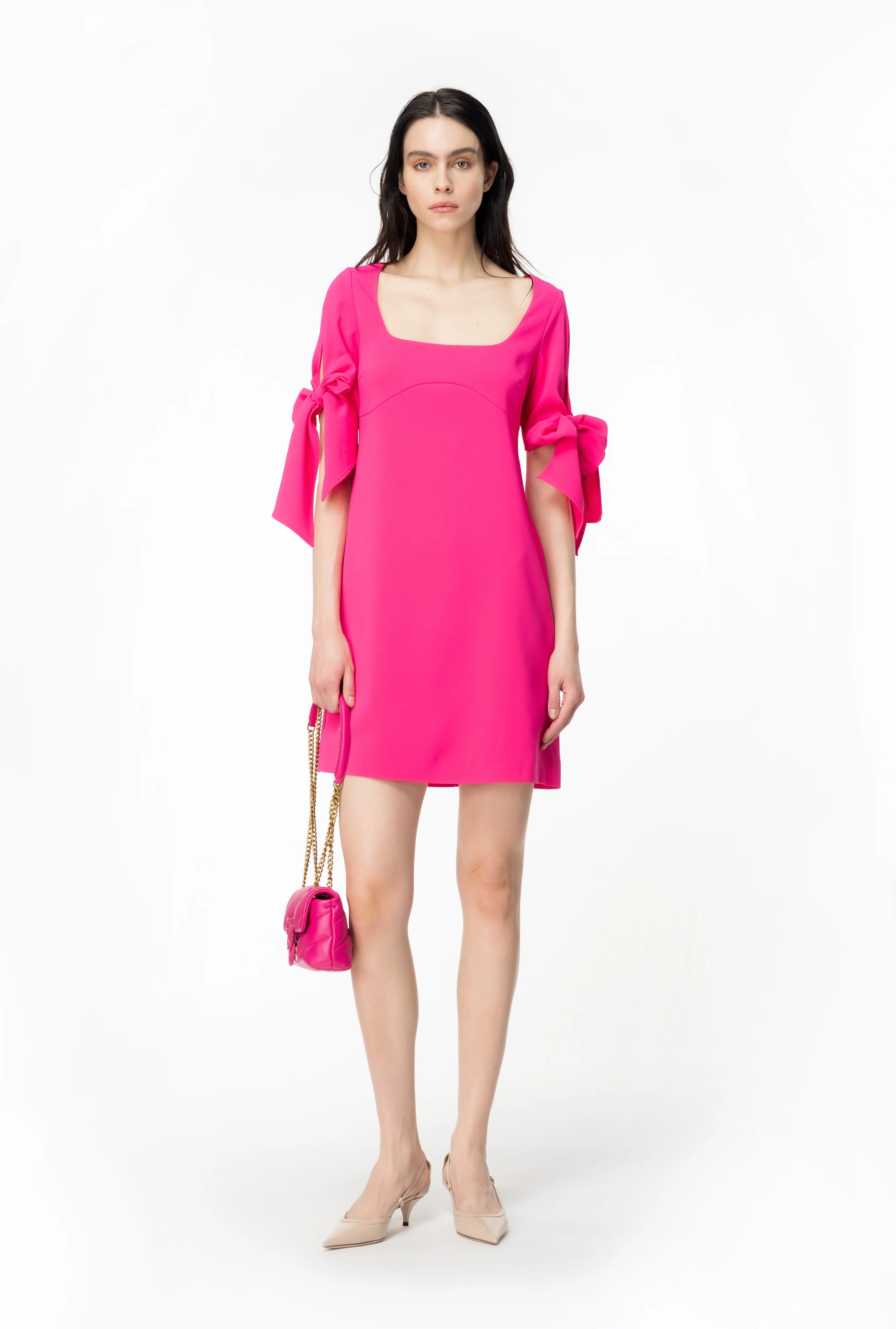 Mini-robe à manches nouées | Rose