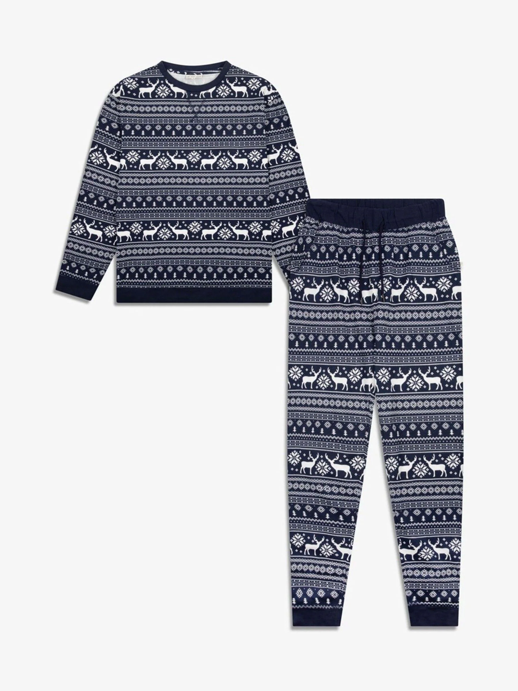 Blauw - The Little Tailor kerstpyjama met rendier