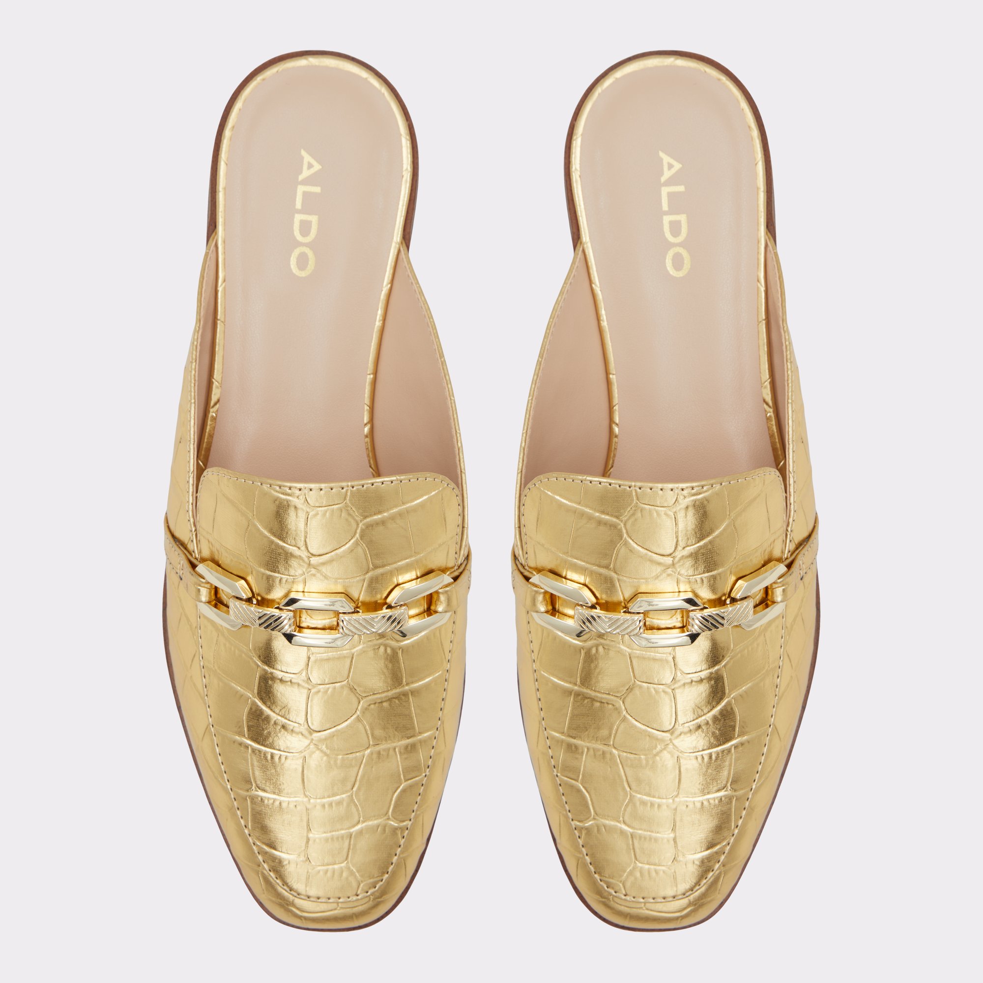 Alaeladar Gold Women Mule Shoes
