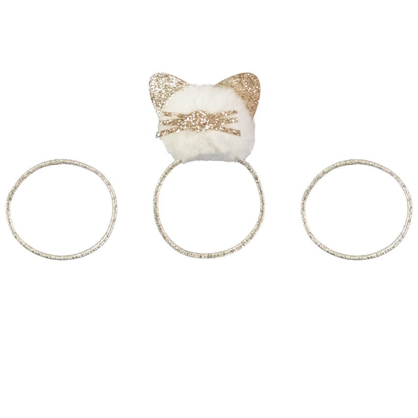 Lot de 3 élastiques dorés fantaisie pour fille - Jaune