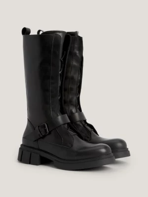 Botas de couro para motociclista com meia sola
