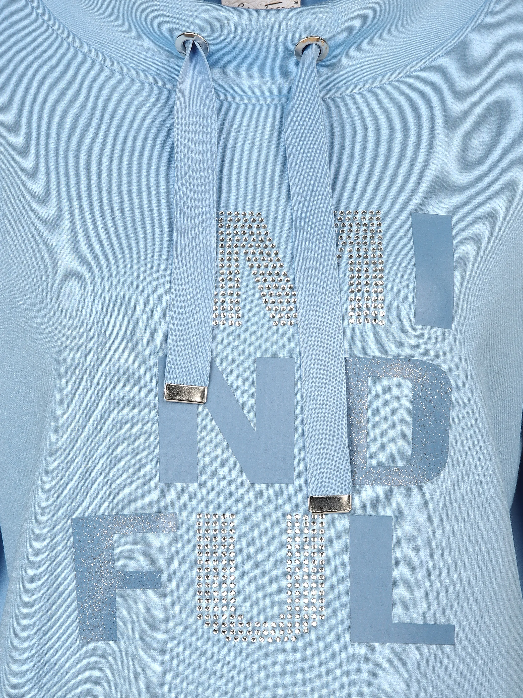 Damen Sweatshirt mit Glitzerprint und Strassbesatz