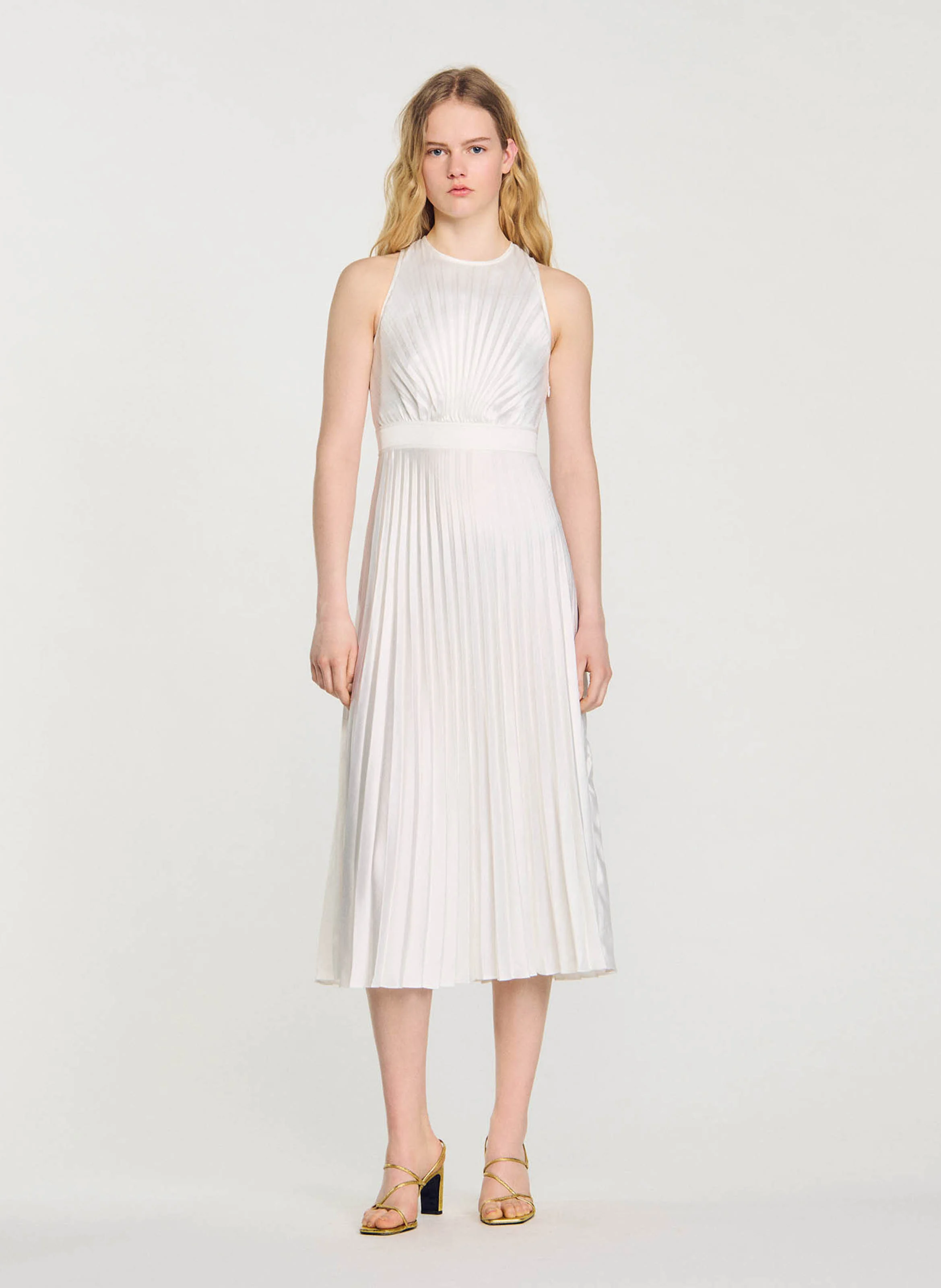 Robe midi plissée | Blanc
