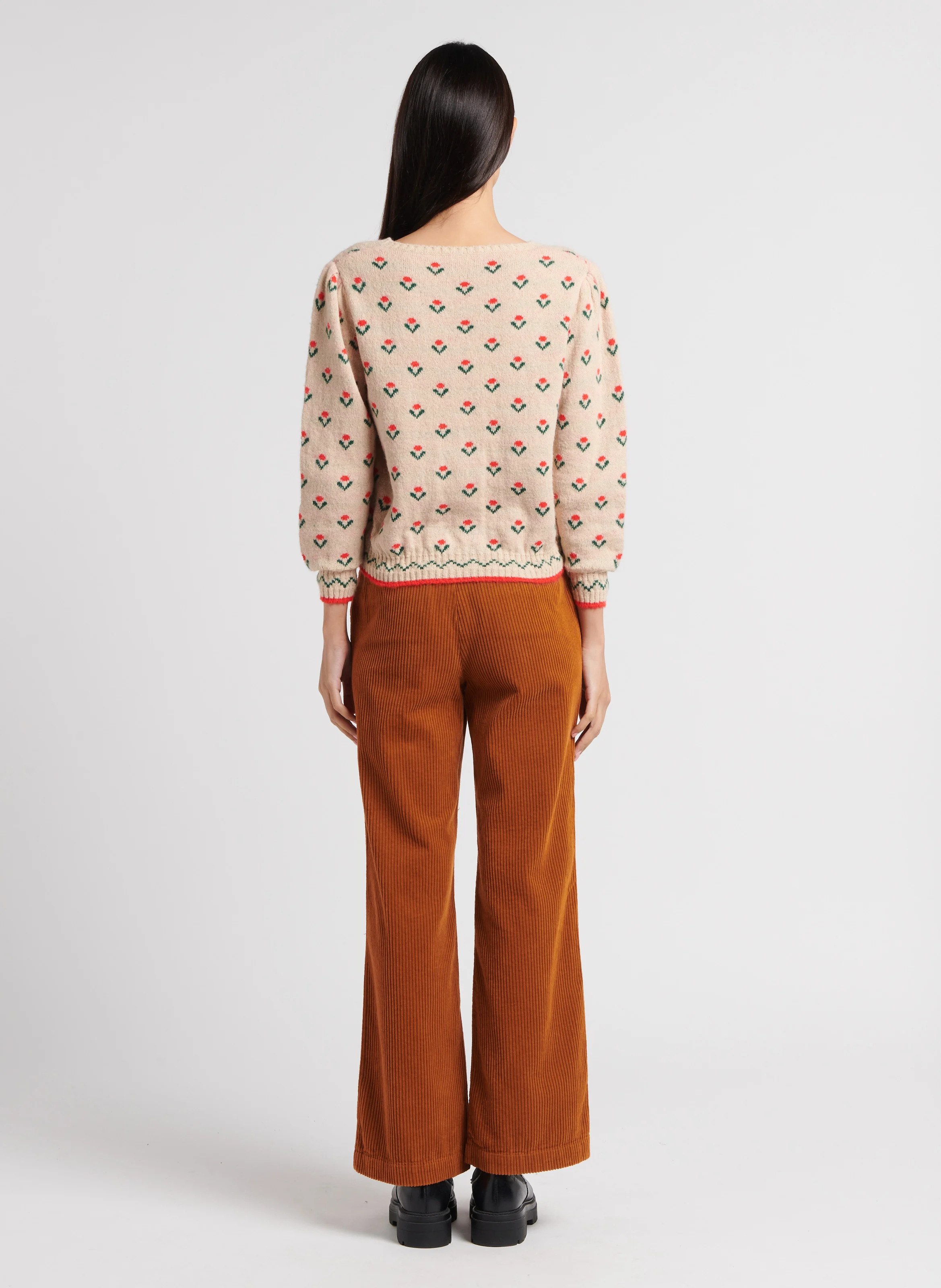 ANELLE - Pantalon en velours côtelé | Marron