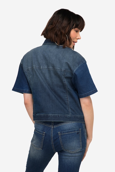 Jeansjacke, oversized, weiter Halbarm