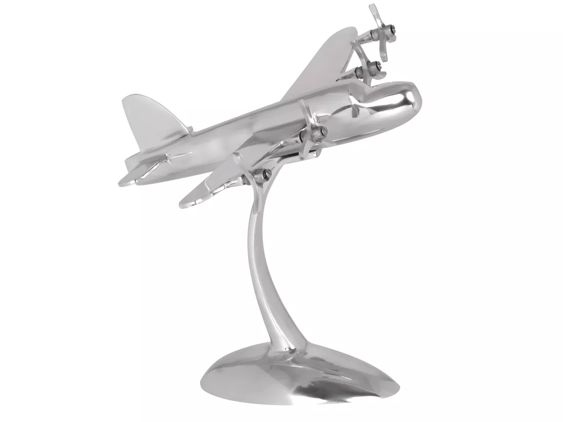Conception Deco avions hélice en aluminium couleur argent dépliant